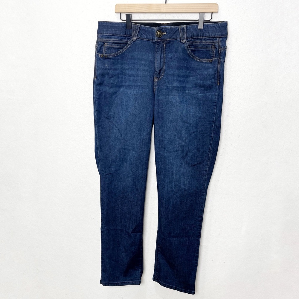 Democracy Indigo Wash "Ab"solution® Straight Leg Jean Mid Rise High Stretch 16 - Picture 3 of 9